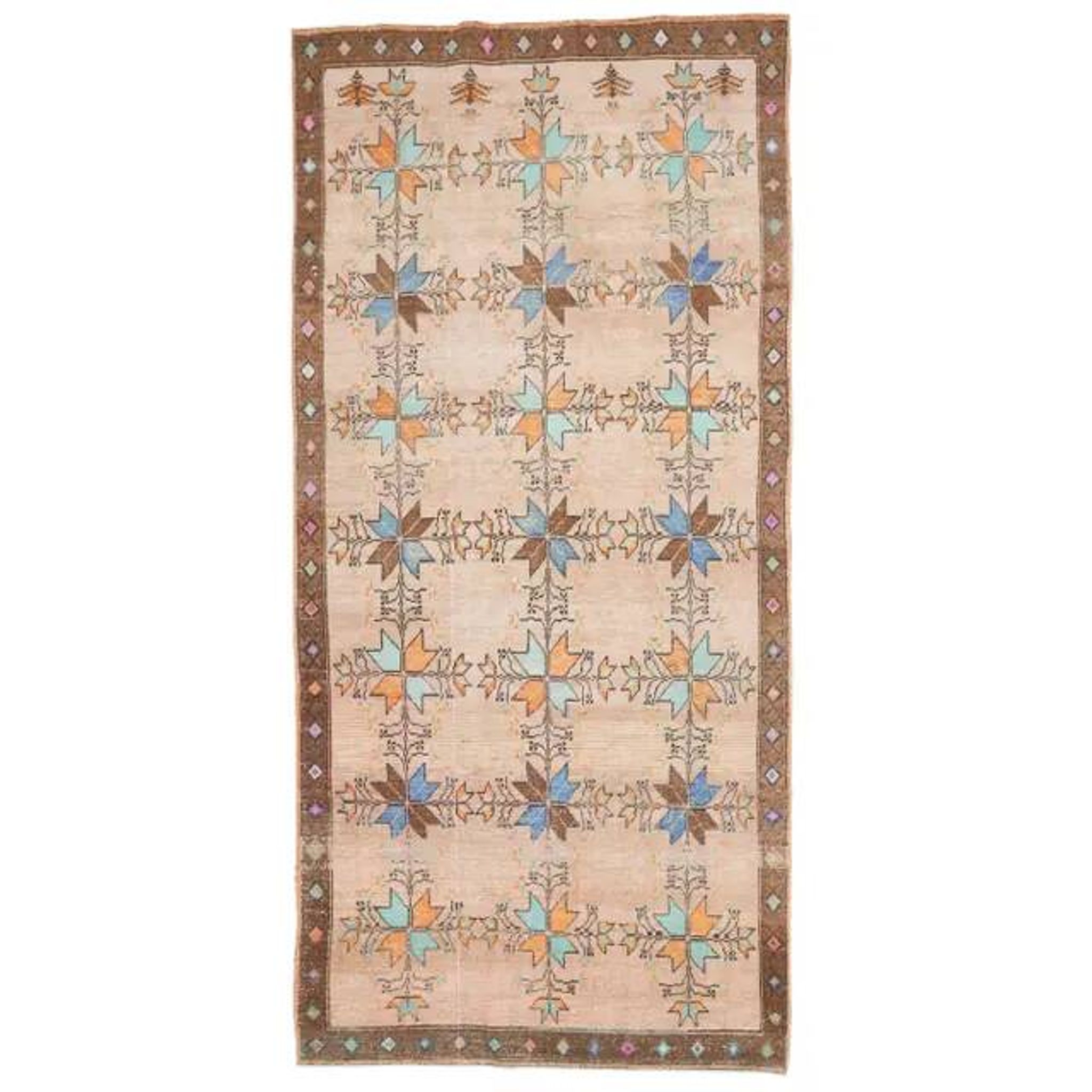 Vintage Turkish Oushak Handmade Wool Cotton Brown Area Rug 156x232