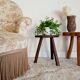 Old wooden tripod wooden farm stool made of wood