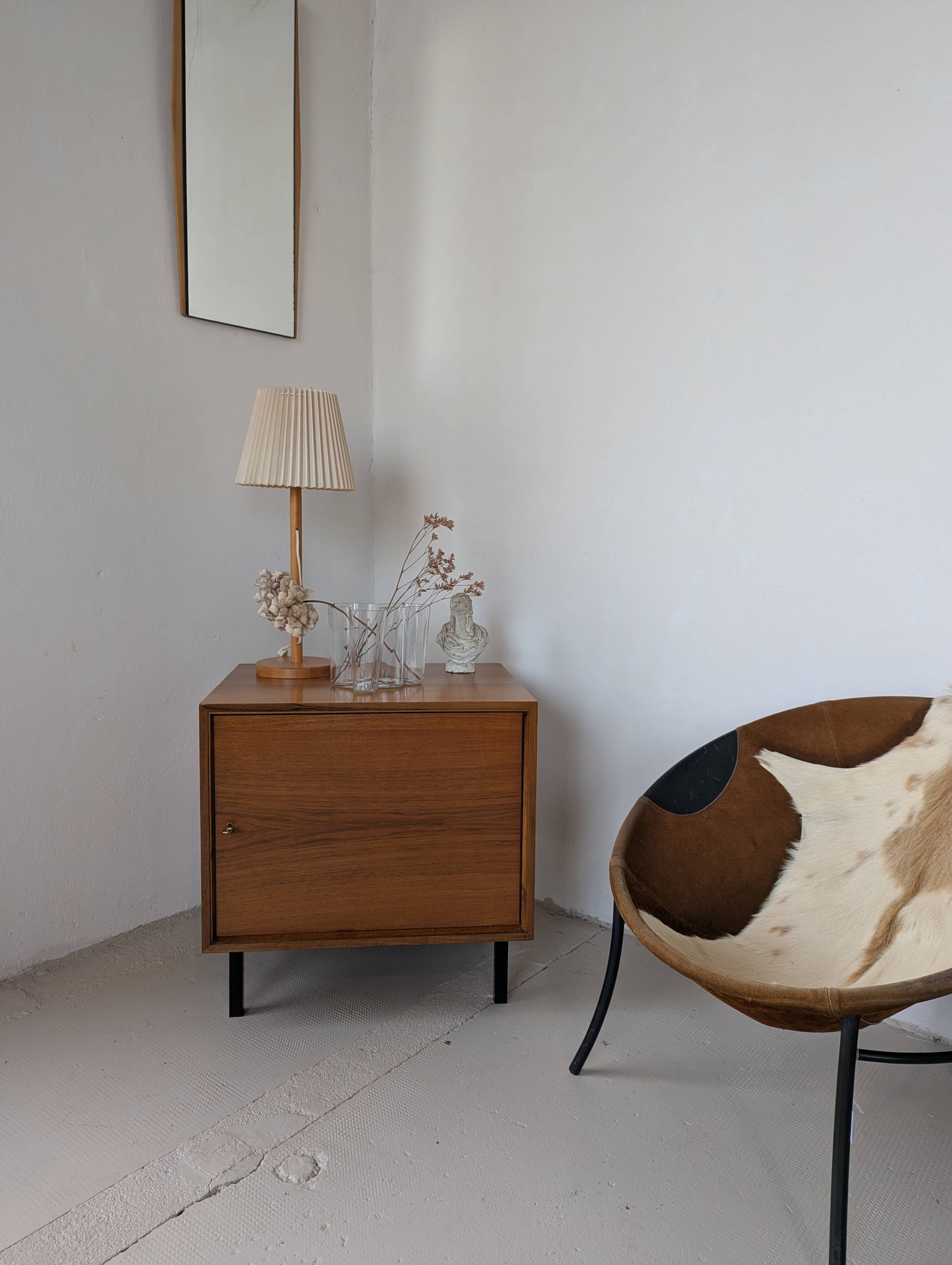 Small wooden and metal side table, 1970s