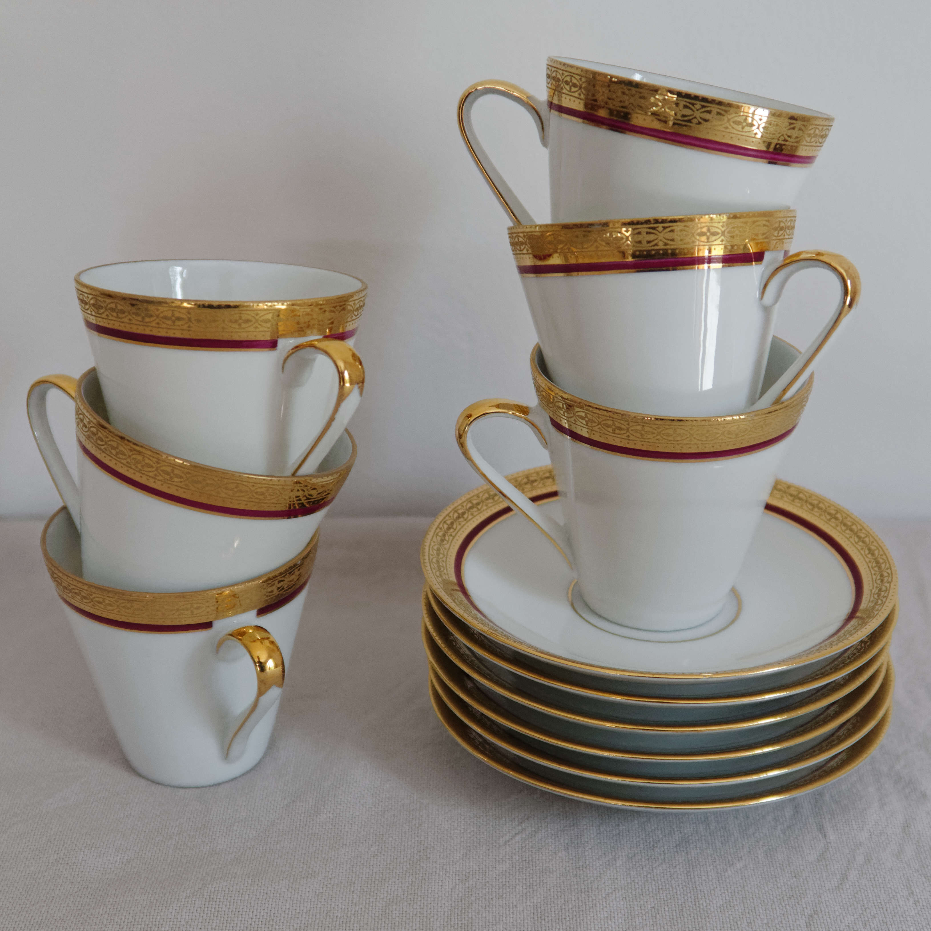 6 coffee cups and porcelain cup Hertel Jacob Bavaria Germany
