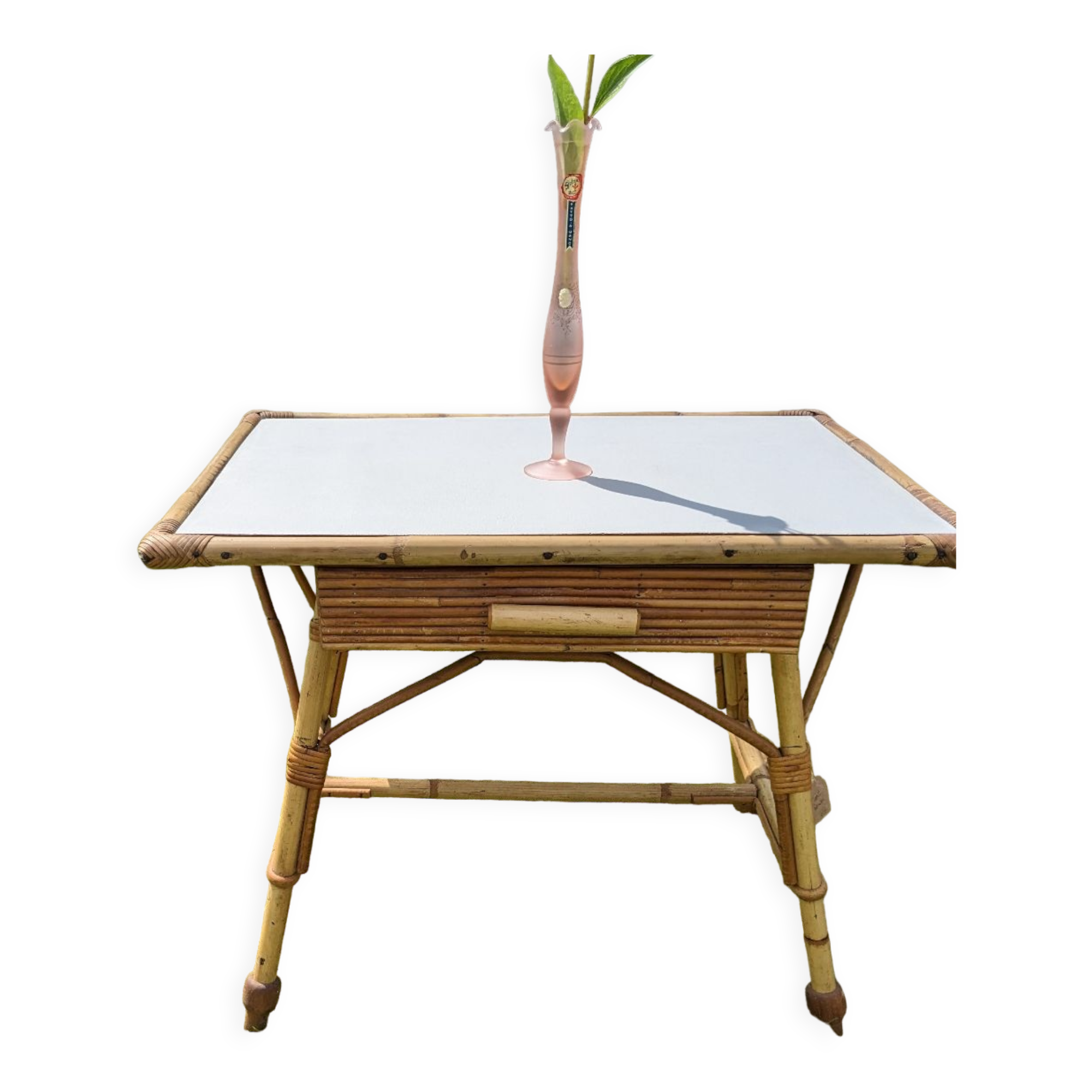 Rattan coffee table with drawer