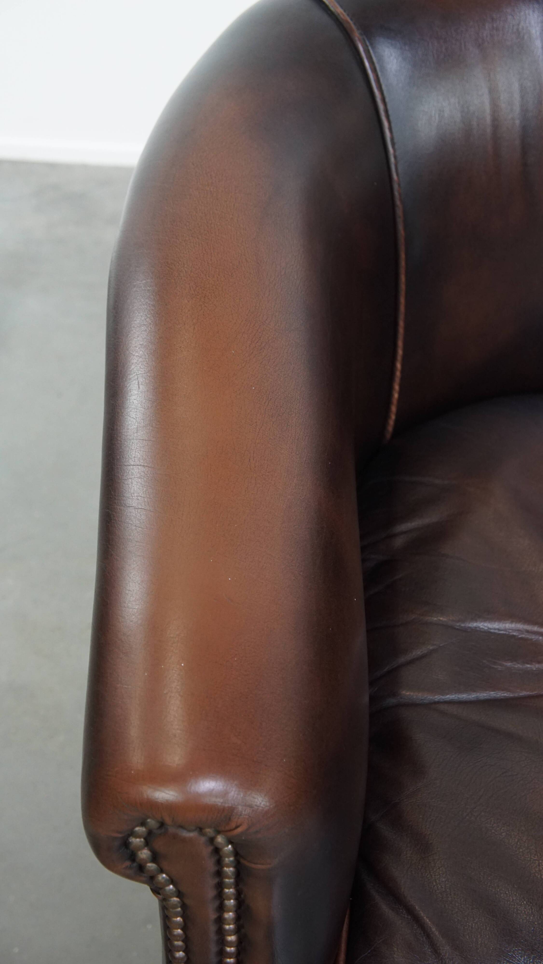 Cowhide Leather Club Armchair in English Style