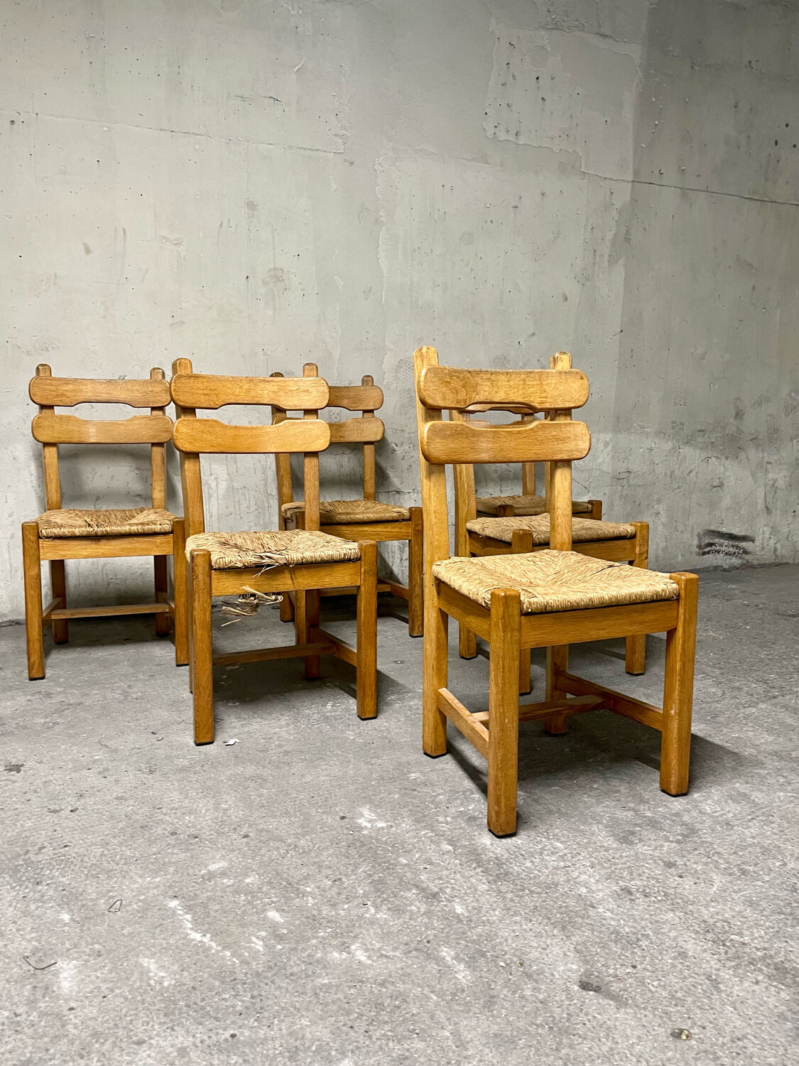 6 brutalist dining chairs