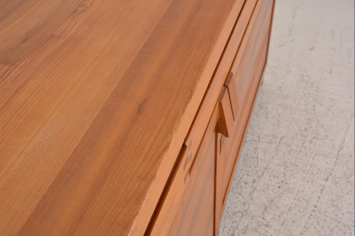 Vintage solid elm sideboard by Pierre Chapo, model R08