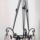 Degué 4-light Art Deco chandelier Width 62 cm Height 93 cm