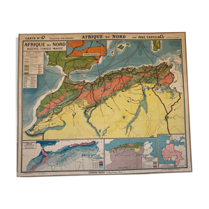 Carte géographique scolaire ancienne