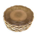 10 Niderviller plates in olive green earthenware