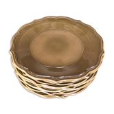 10 assiettes Niderviller en faïence vert olive