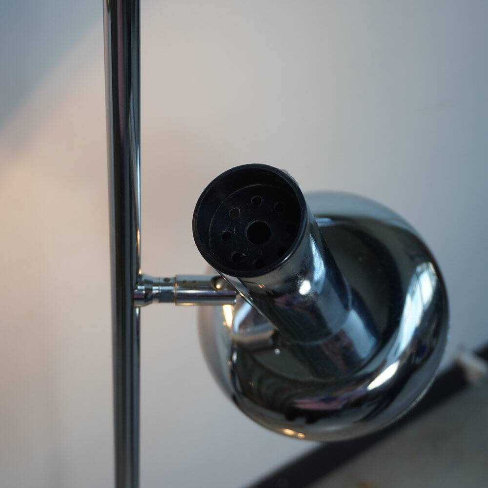 Lampadaire à deux têtes en chrome, années 1970