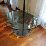 Coffee table glass and chrome metal