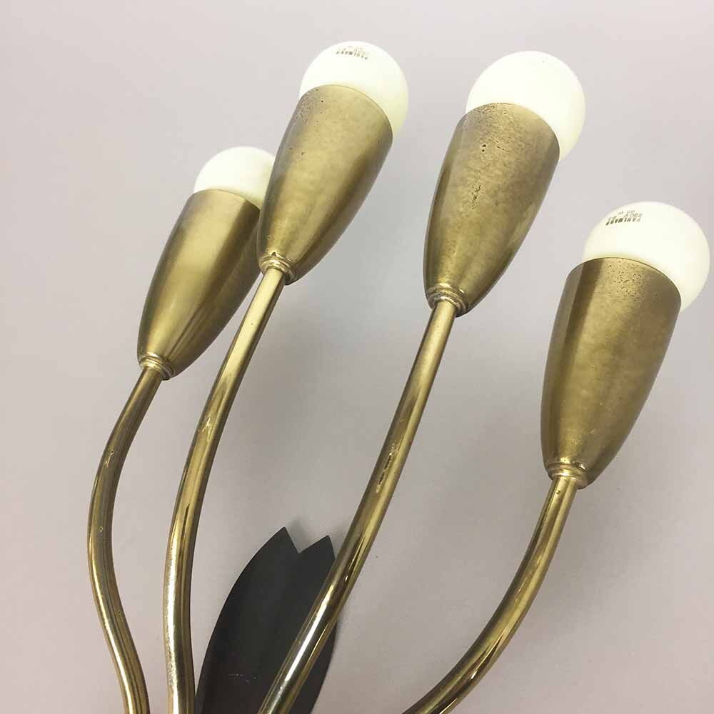 Italian wall light | applied in metal and brass - 1960 s | midcentury modern