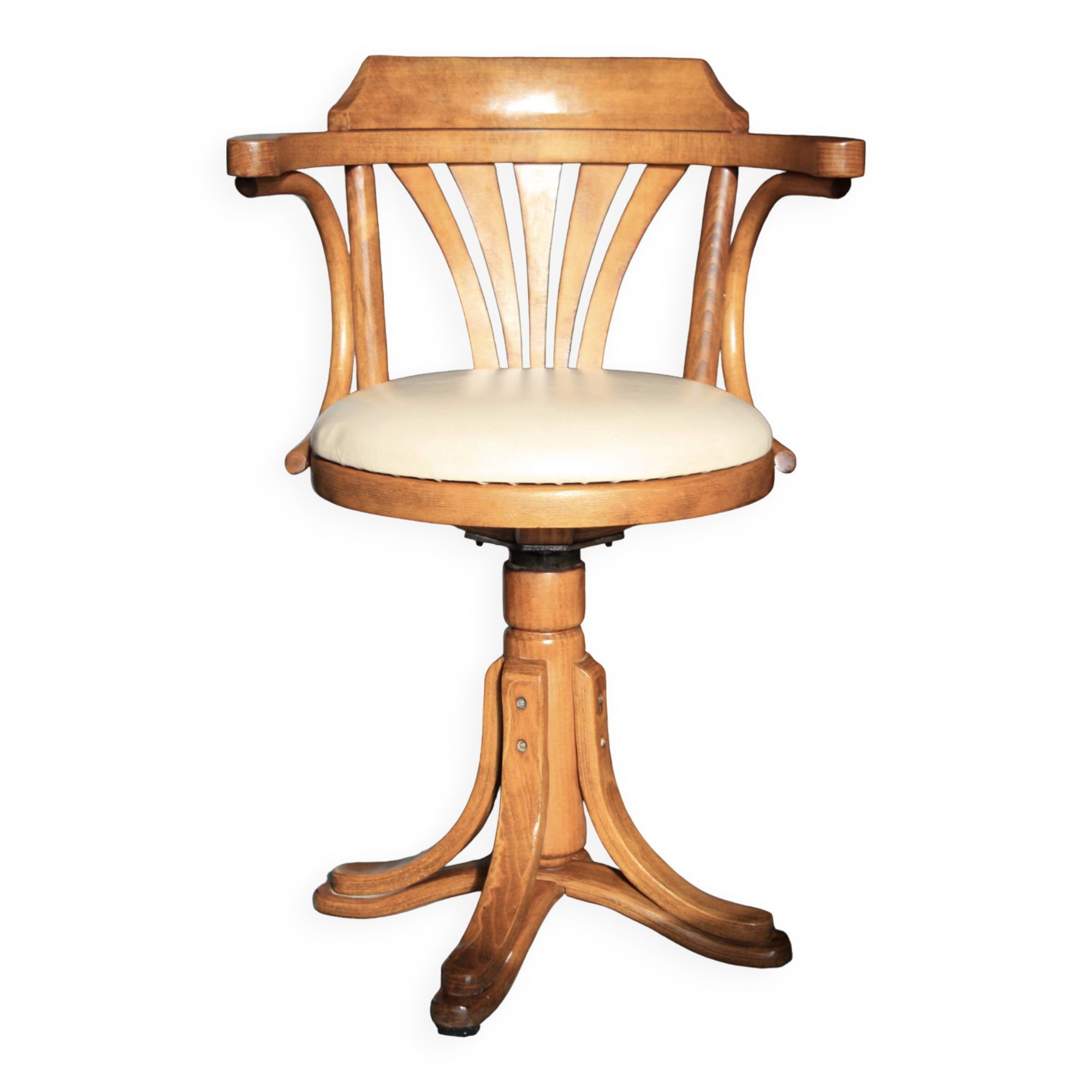 Fauteuil de bureau Americain pivotant en bois Thonet