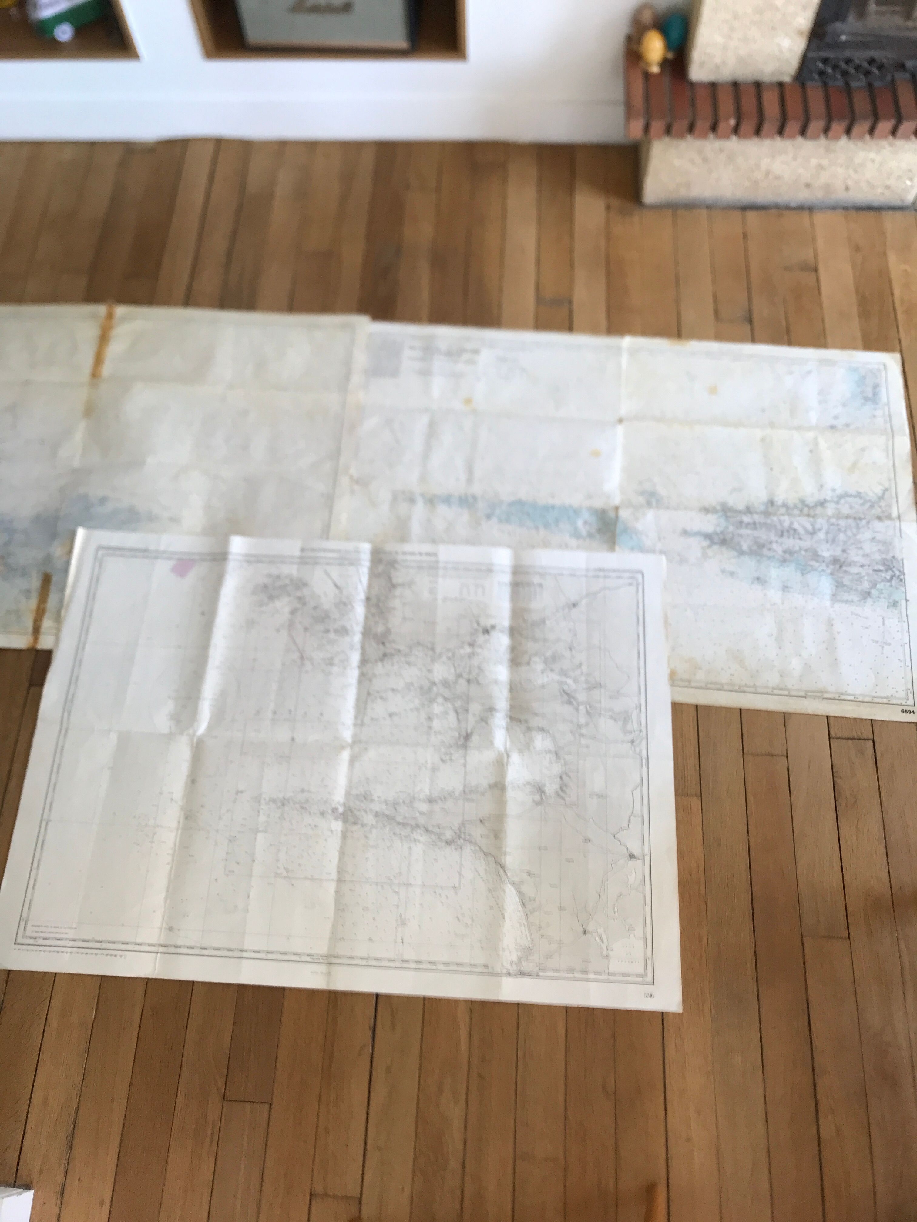 Old nautical charts on the breton coast