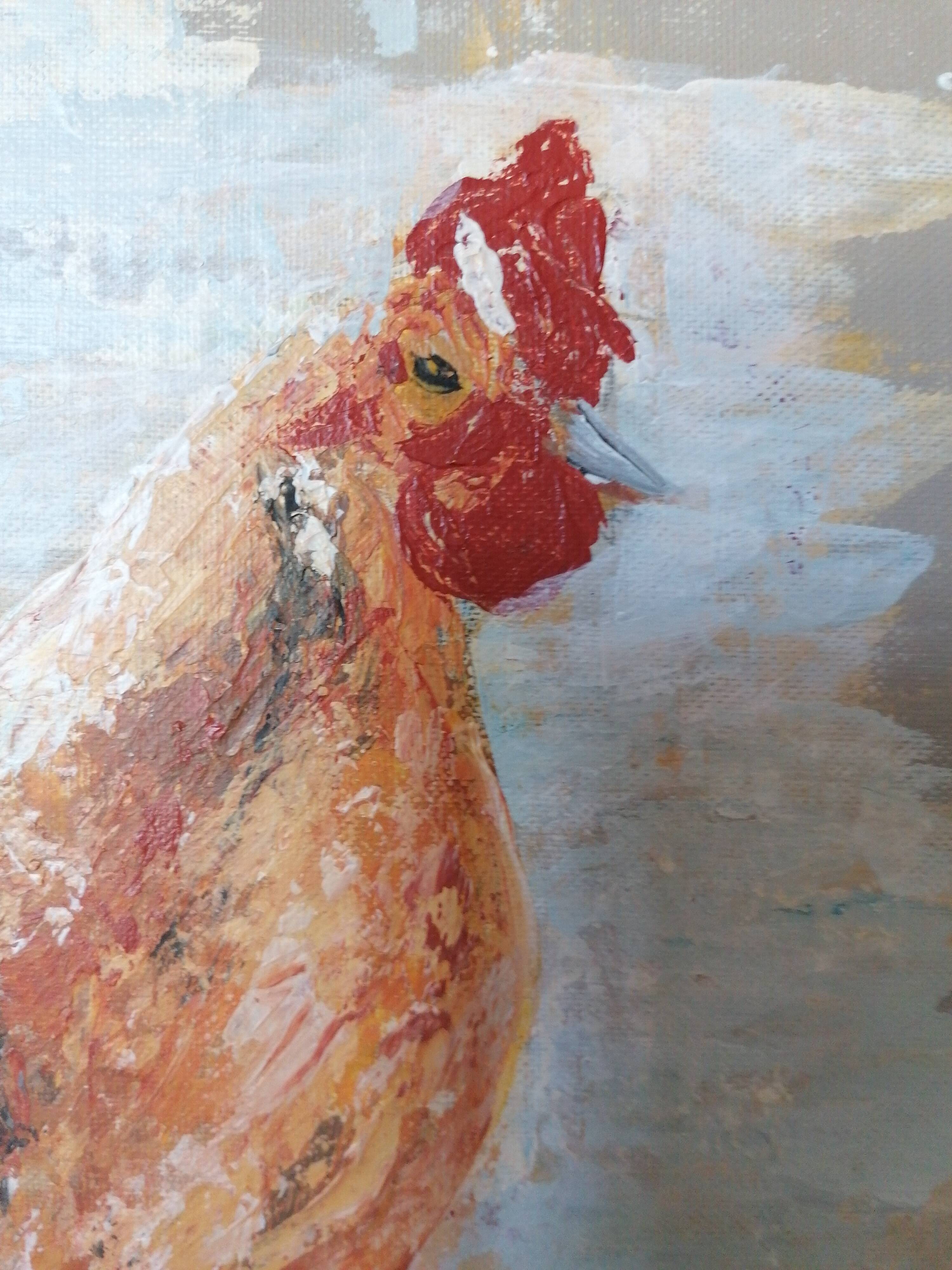 Charming Red Hen Painting