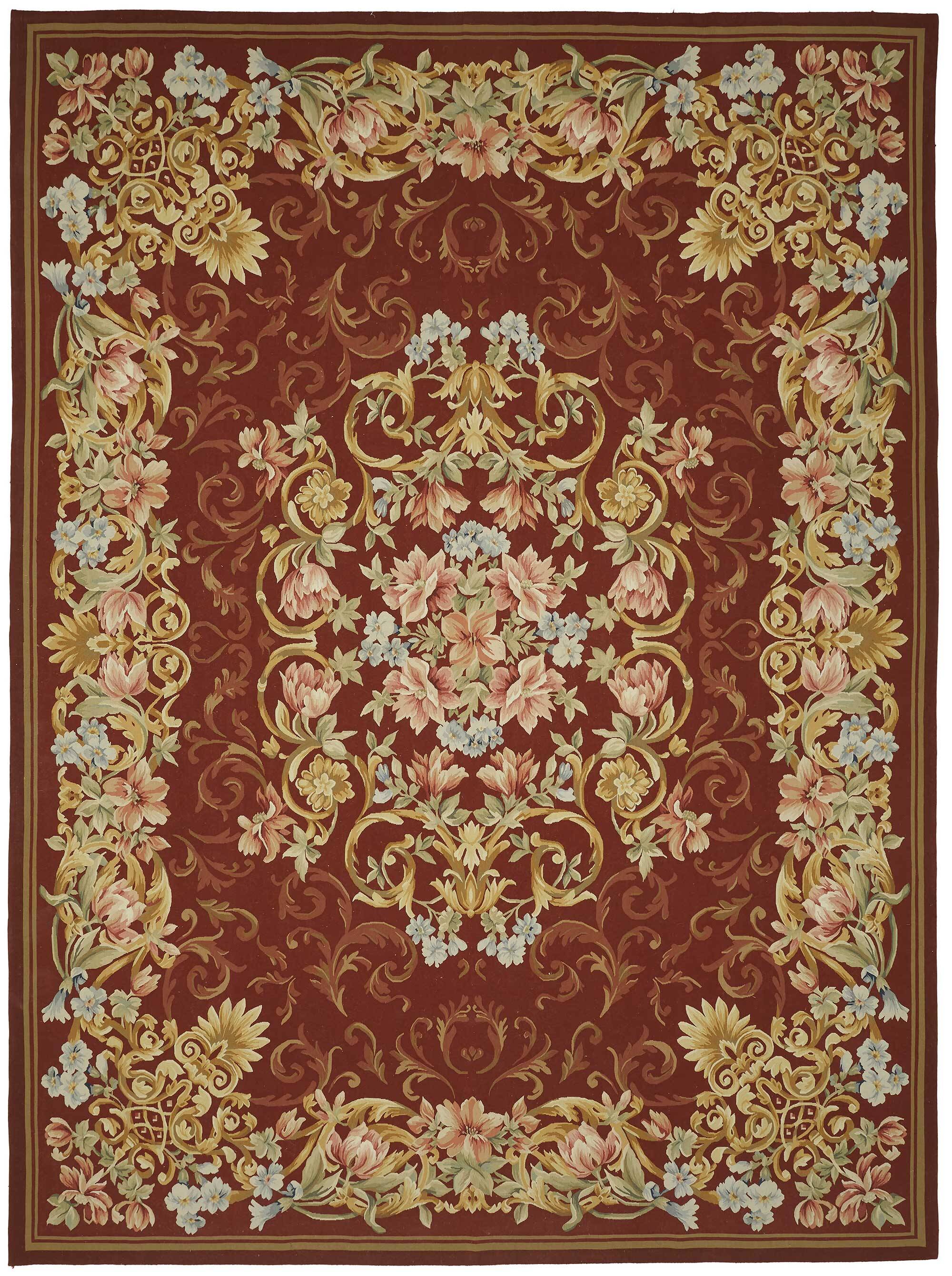 Handmade European Vintage Aubusson Kilim 302 cm x 410 cm