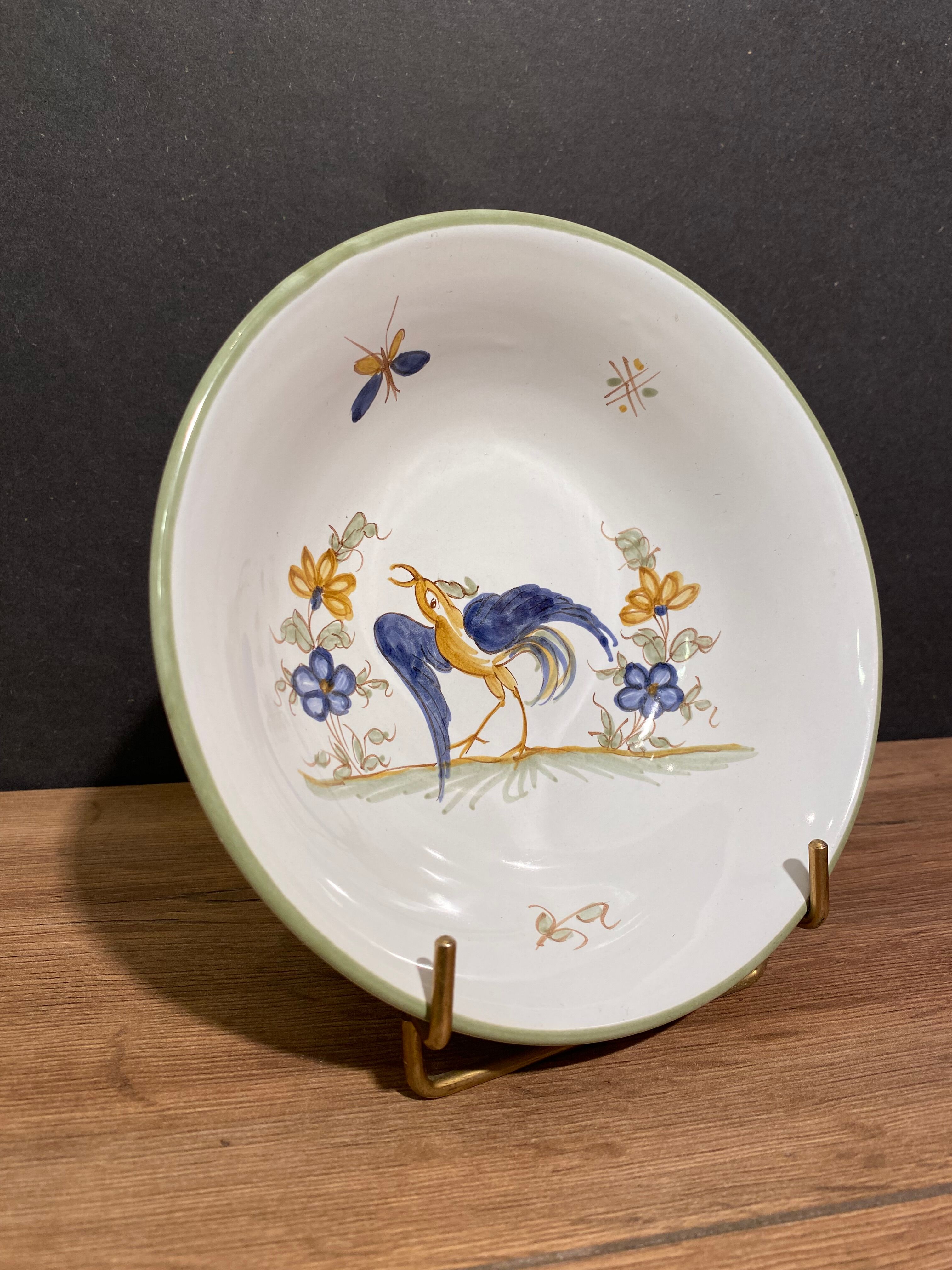 Bowl, hollow plate, earthenware cup decoration moustiers signed A. Le Gros Le Muret