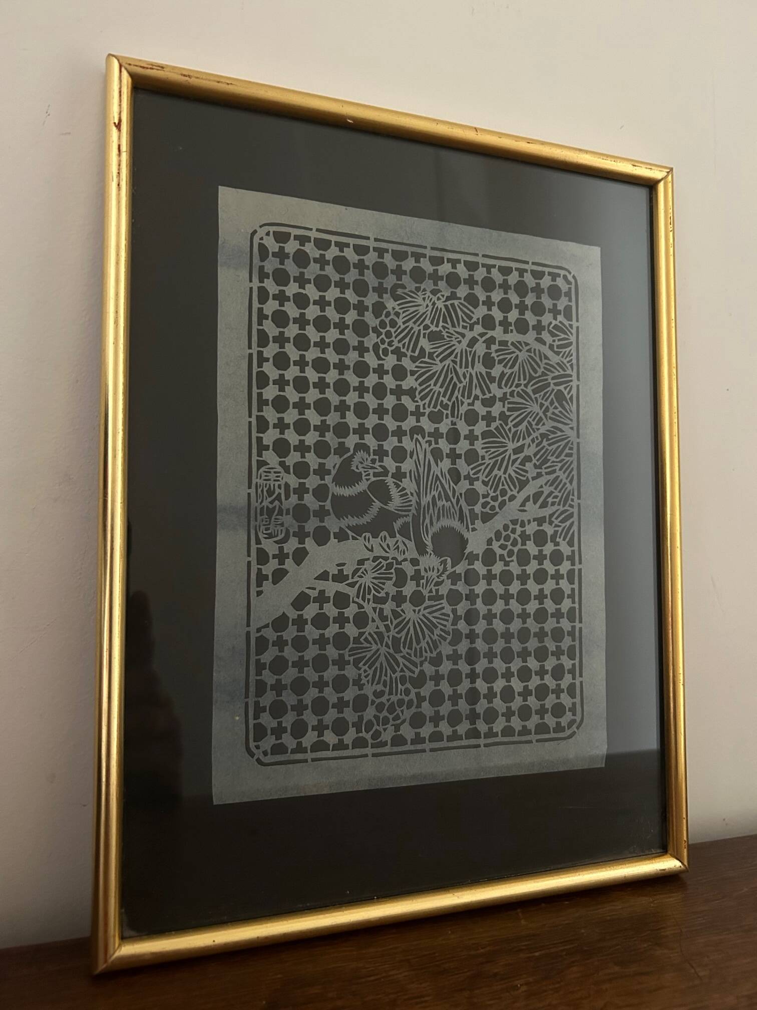 3 bird paintings in vintage Chinese cut paper