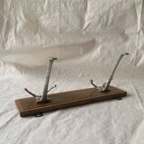 Vintage wooden wall coat rack - 2 hooks