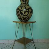 Formica side shelf, 2 shelves, gold metal - 60s