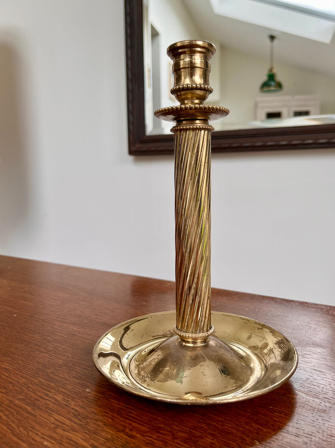 Pair of Lecellier Villedieu brass candlesticks