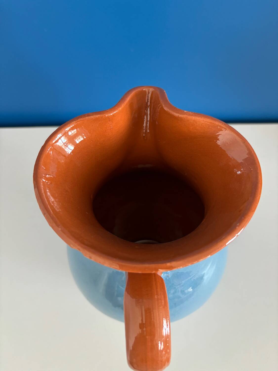 blue glazed ceramic carafe / blue glazed ceramic vase