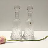 Pair of Transparent Crystal Decanter Bottles by Bleikristall, Germany