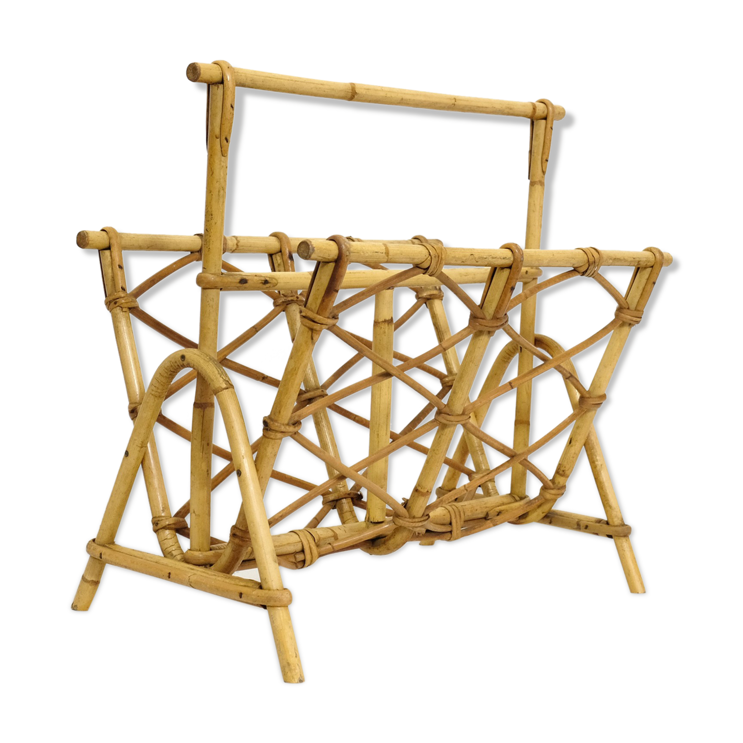 Rattan magazine holder from the 70