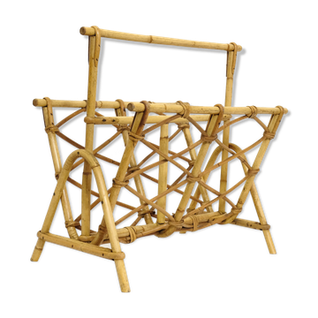 Rattan magazine holder from the 70