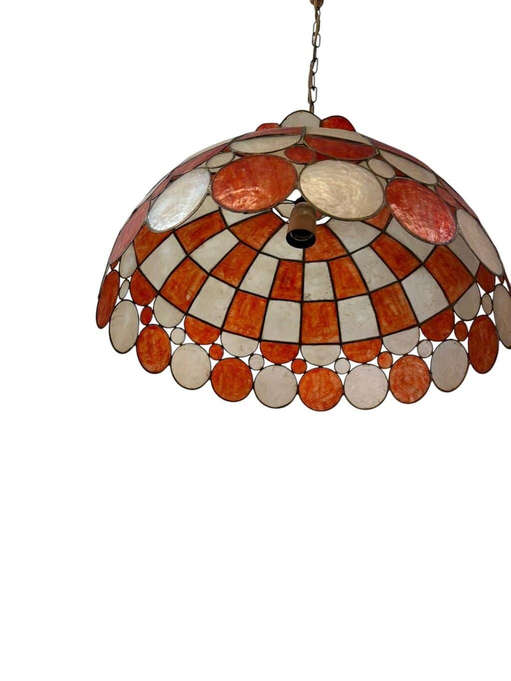 Suspension orange vintage en coquillage capiz, nacre