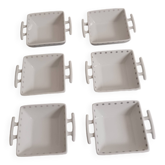 6 square porcelain ramekins