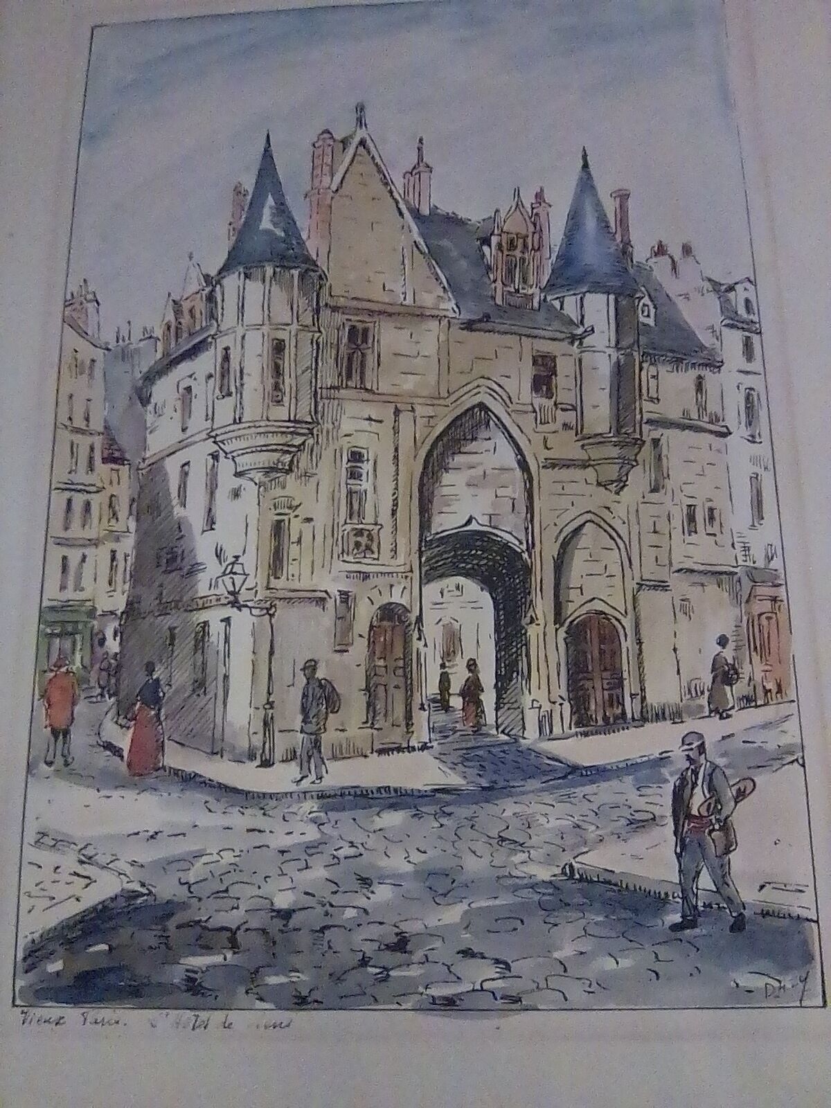 Watercolour drawing of Old Paris, ' Hôtel des Sens '