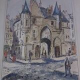 Watercolour drawing of Old Paris, ' Hôtel des Sens '