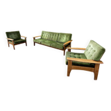 Salon scandinave de couleur vert vintage des années 70