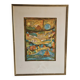 Lithographic table stylised figurative composition sailing boat Judith Bledsoe