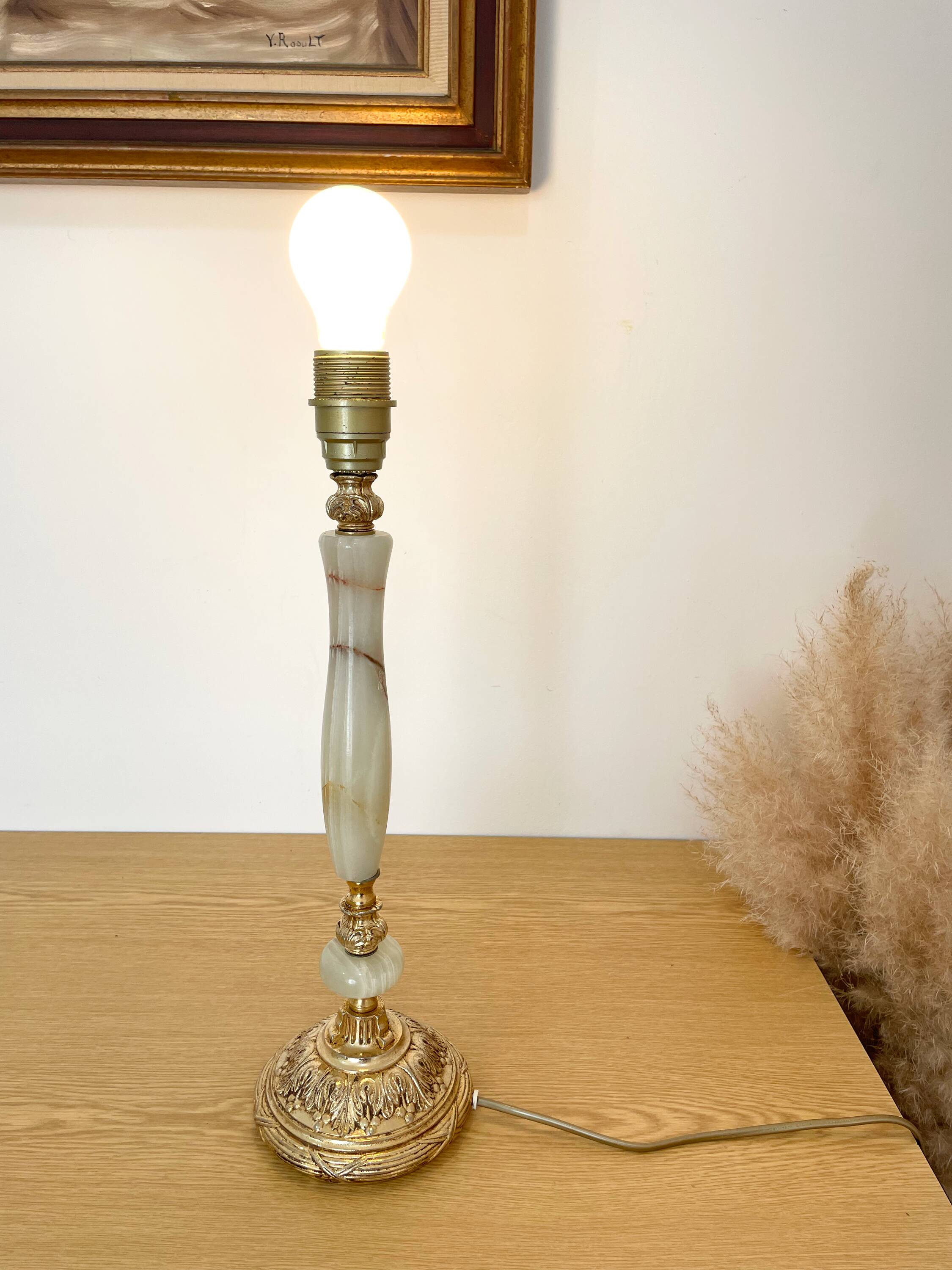 Vintage lamp in onyx and gilded brass - 1950s/60s