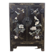 Vintage Chinese lacquered cabinet soapstone, mother-of-pearl / birds