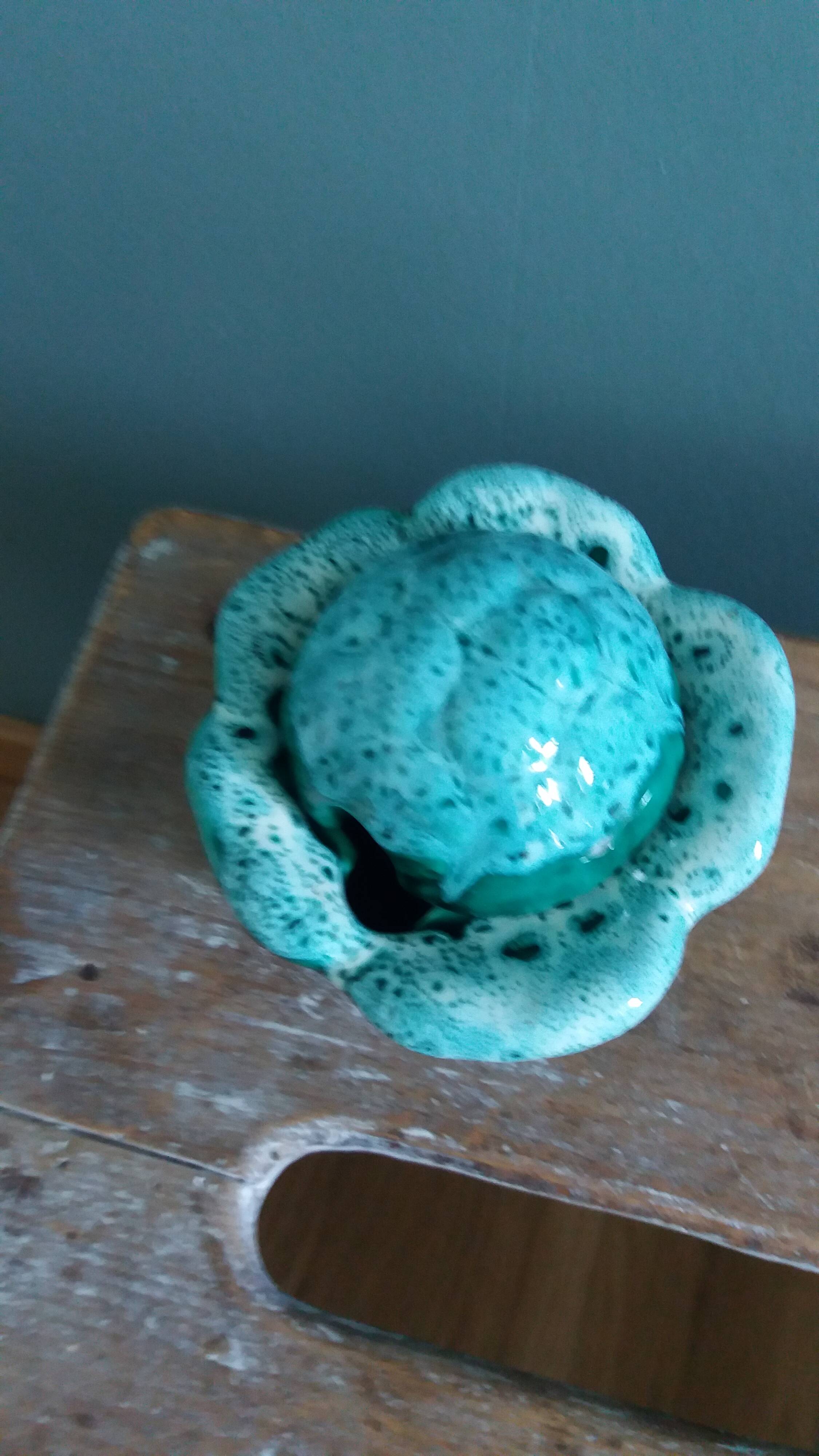 Cabbage mustard pot in slip