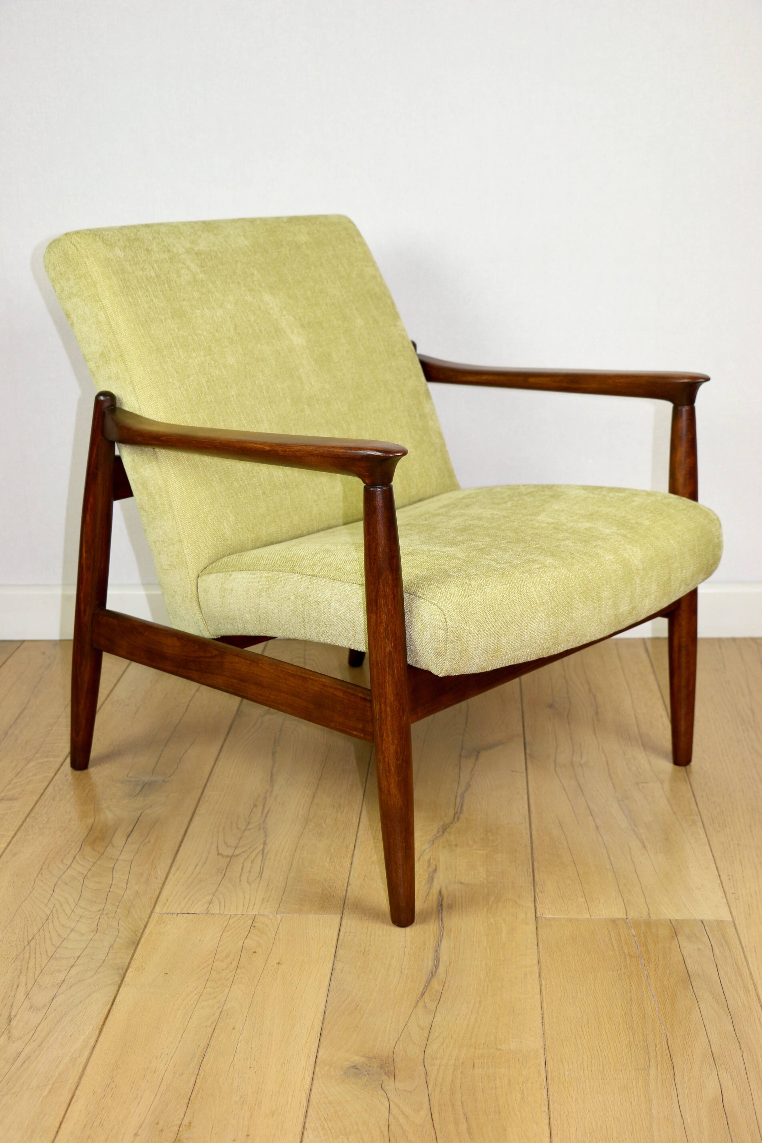 GFM-64 armchair, design by Edmund Homa from the 70s, yellow lemon lime