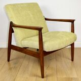 GFM-64 armchair, design by Edmund Homa from the 70s, yellow lemon lime