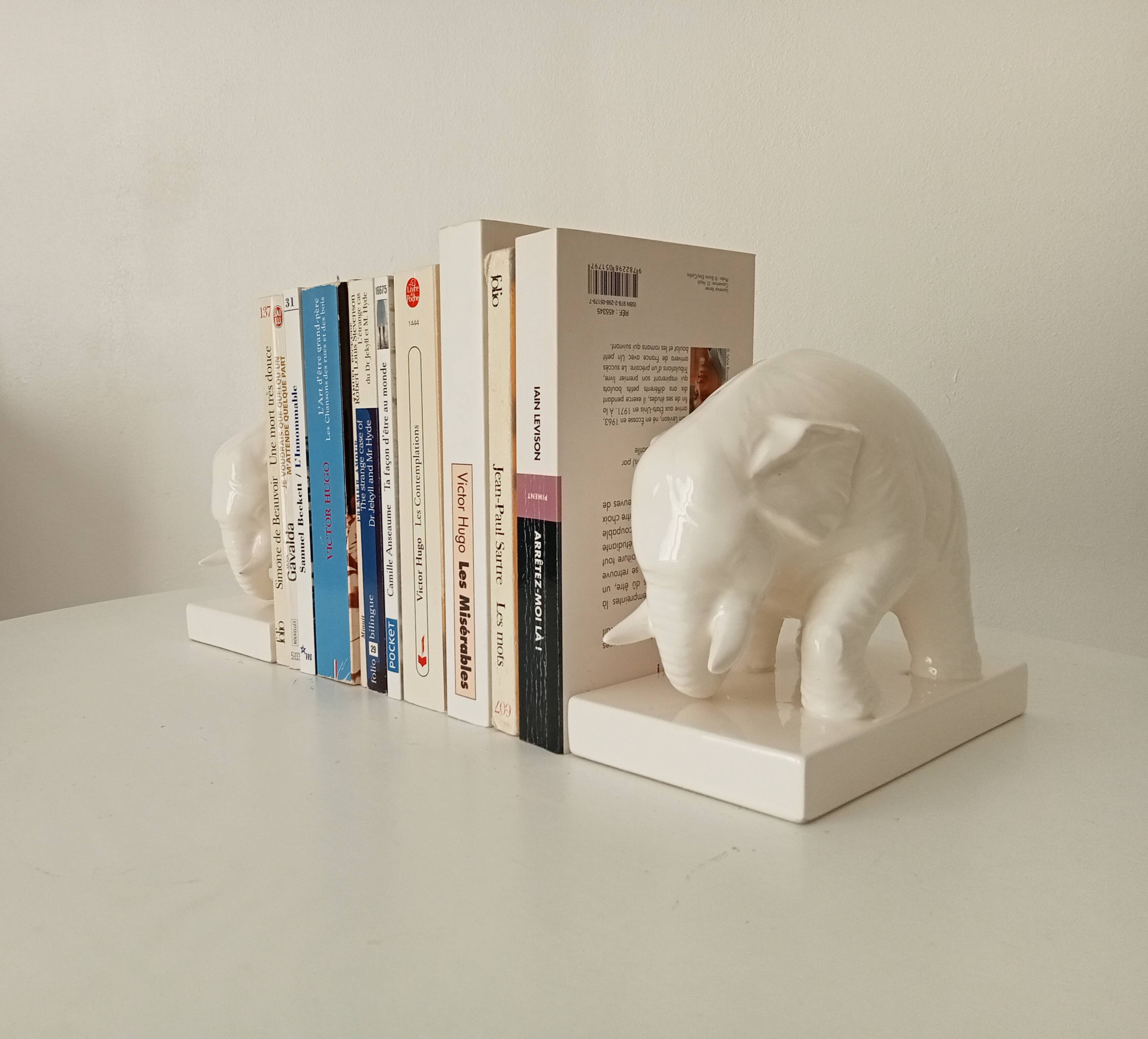 Pair of antique glazed ceramic bookends