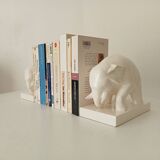 Paire de serre-livres anciens en céramique émaillée