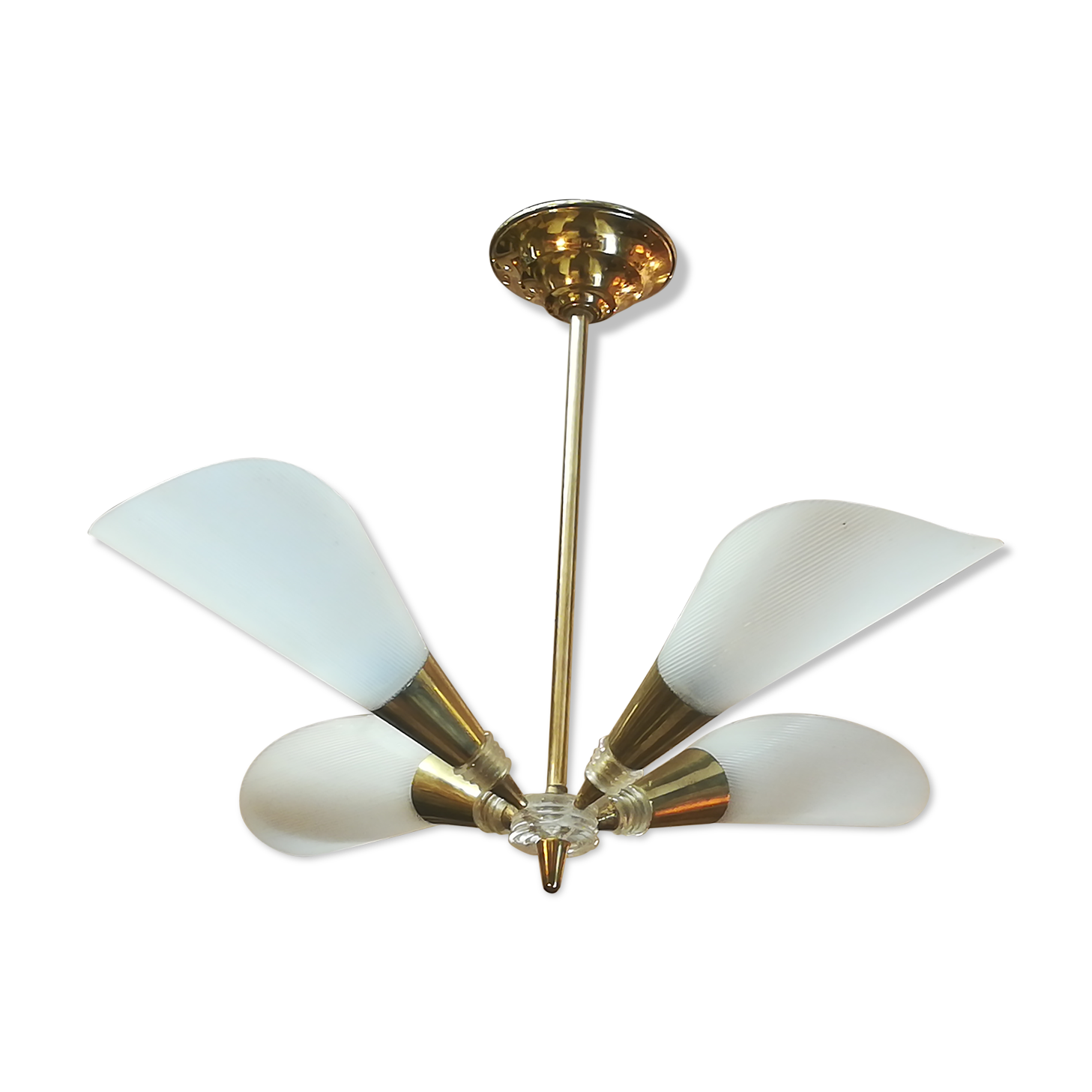 Lustre en laiton et plexiglas