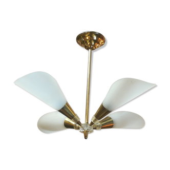 Brass and plexiglass chandelier
