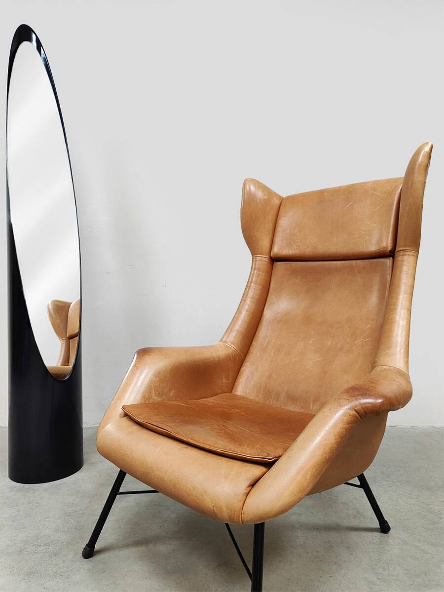 Vintage Czech Republic design wingback armchair Miroslav Navratil