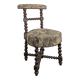 Napoleon III smoking chair in twisted blackened wood with foliage upholstery.