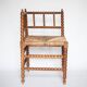 Wooden and caned corner chair, antique bobbin chair, occasional chair.