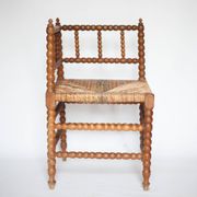 Wooden and caned corner chair, antique bobbin chair, occasional chair.