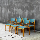Set of 6 Kinnarps chairs in curved wood — Scandinavian design