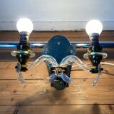 Applique murale ancienne en laiton et verre cristal