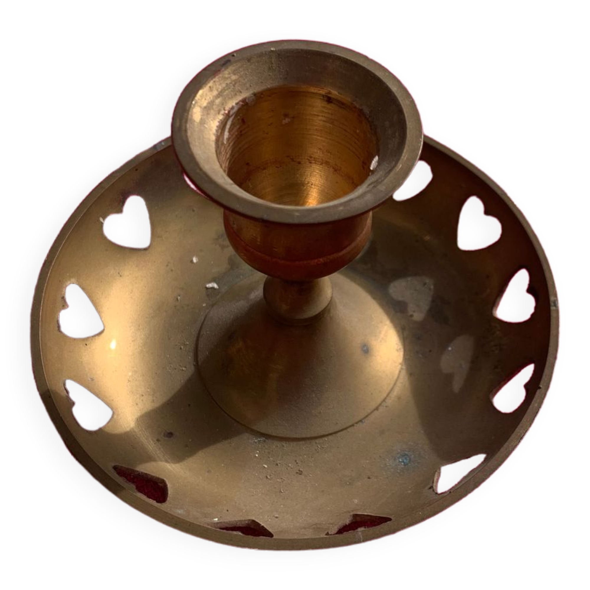 Vintage brass heart candle holder